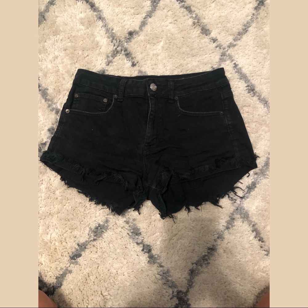 American Eagle black Hi-rise festival shorts